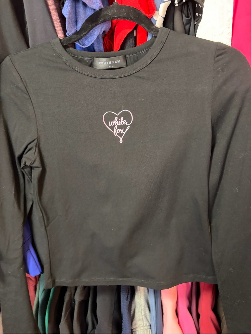 NEVER WORN White Fox Black Long Sleeve Tee